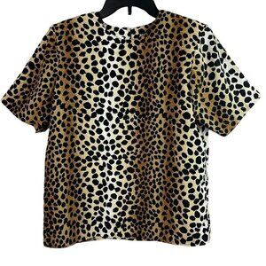 Jaclyn Smith Classics Womens Animal Print Shirt Popover Top Small USA